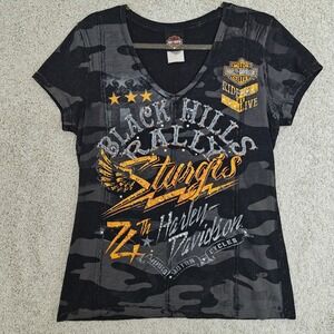 2014 Harley Davidson‎ 74th Black Hills Rally Sturgis Womens L Biker T-Shirt